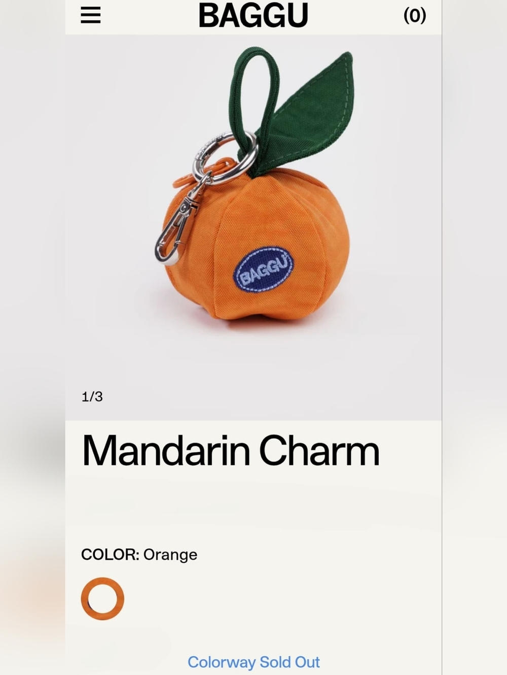 *NWT* BAGGU Mandarin Bag Charm, Baggu Orange Pouch Bag Charm - Picture 10 of 11